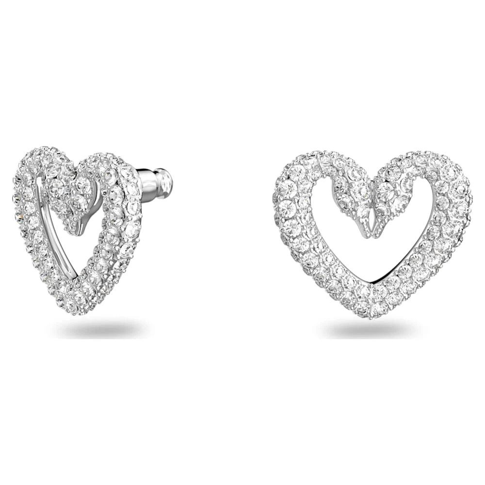Swarovski Una Stud Earrings Heart, Medium, White, Rhodium Plated 8 Swarovski Una Stud Earrings Heart, Medium, White, Rhodium Plated - Image 6