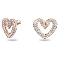 Swarovski Una Stud Earrings Pavé, Heart, Medium, White, Rose Gold-tone Plated -Jewelry Store una stud earrings pavC3A9 heart medium white rose gold tone plated swarovski 5628659 5