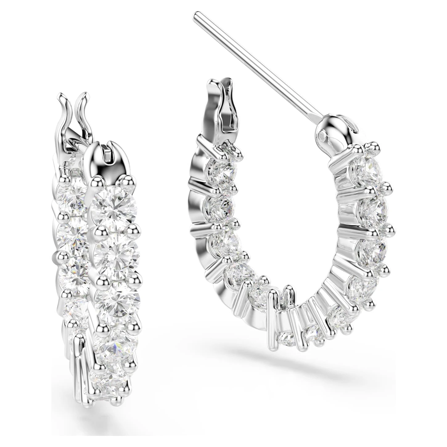 Swarovski Vittore Hoop Earrings Round Cut, White, Rhodium Plated 6 Swarovski Vittore Hoop Earrings Round Cut, White, Rhodium Plated - Image 4