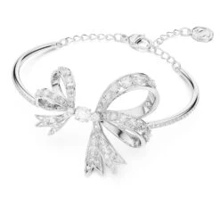 Swarovski Volta Bangle Bow, White, Rhodium Plated -Jewelry Store volta bangle bow white rhodium plated swarovski 5647563 2