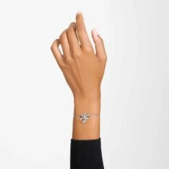 Swarovski Volta Bracelet Bow, White, Rhodium Plated