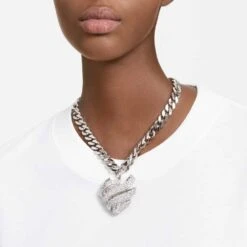 Swarovski Volta Choker Heart, White, Rhodium Plated