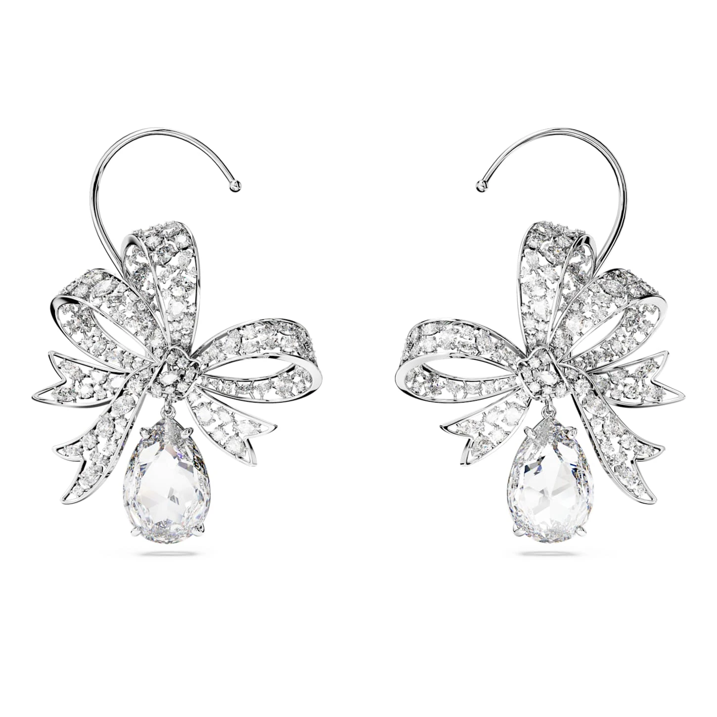 Swarovski Volta Clip Earrings Bow, White, Rhodium Plated 4 Swarovski Volta Clip Earrings Bow, White, Rhodium Plated - Image 2