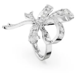 Swarovski Volta Cocktail Ring Bow, Large, White, Rhodium Plated 11 Swarovski Volta Cocktail Ring Bow, Large, White, Rhodium Plated -Jewelry Store volta cocktail ring bow large white rhodium plated swarovski 5647566 3