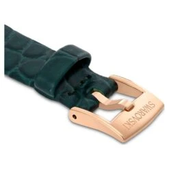 Swarovski Watch Strap 14 Mm (0.55") Width, Leather With Stitching, Green, Rose Gold-tone Finish -Jewelry Store watch strap 14 mm 280.552229 width leather with stitching green rose gold tone finish swarovski 5674154 4