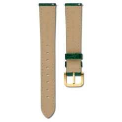 Swarovski Watch Strap 16 Mm (0.63") Width, Leather With Stitching, Green, Gold-tone Finish -Jewelry Store watch strap 16 mm 280.632229 width leather with stitching green gold tone finish swarovski 5680906 2
