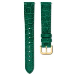 Swarovski Watch Strap 16 Mm (0.63") Width, Leather With Stitching, Green, Gold-tone Finish -Jewelry Store watch strap 16 mm 280.632229 width leather with stitching green gold tone finish swarovski 5680906 3