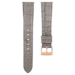 Swarovski Watch Strap 17 Mm (0.67") Width, Leather With Stitching, Gray, Rose Gold-tone Finish